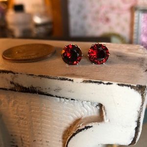 Garnet Deep Red Rhinestone Earrings